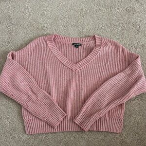 Wild Fable Pink V-Neck Chunky Knit Sweater